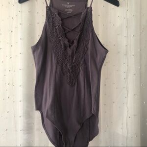 American Eagle Outfitters Women's Purple Lace Bodysuit